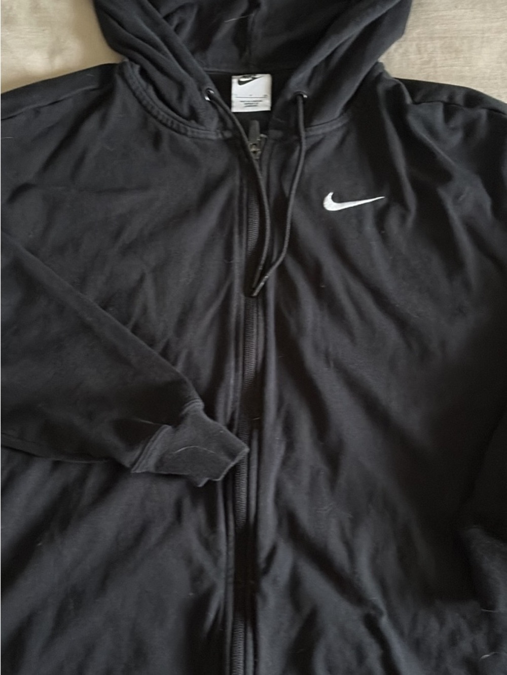 Nike Black Women's Full-Zip Hooded Jacket with White Swoosh